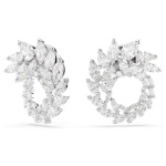 Mesmera hoop earrings Marquise cut, White, Rhodium plated